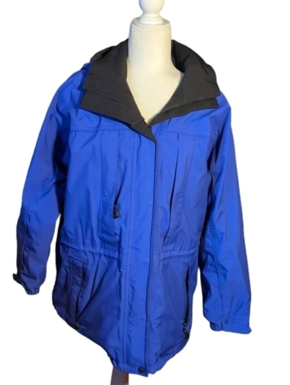 Eddie Bauer Blueish Purplr hooded gore-tex zip front long Warm  jacket sz M